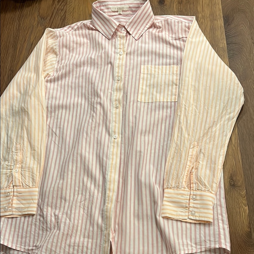 Z Supply oversized light Pink and light orange Striped Shirt